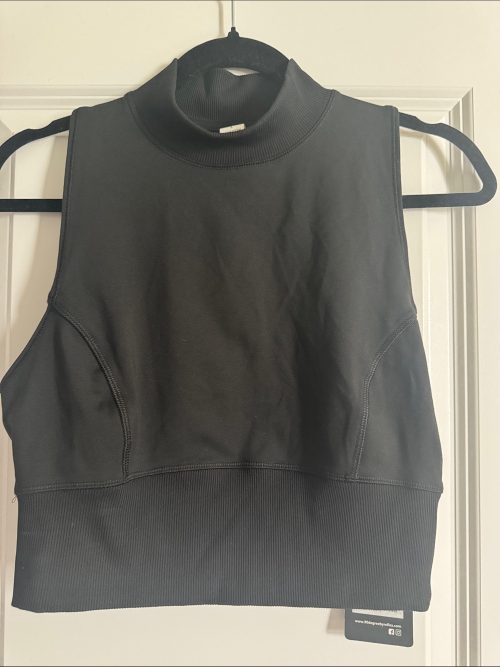 90 Degree By Reflex Black Mock Neck Cropped Tank
